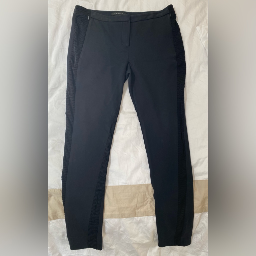 Ellie Tahari Skinny Black Pants With Netting Detail
